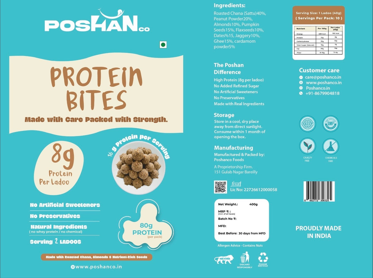 POSHAN PROTEIN BITES (8G PROTEIN PER LADOO)