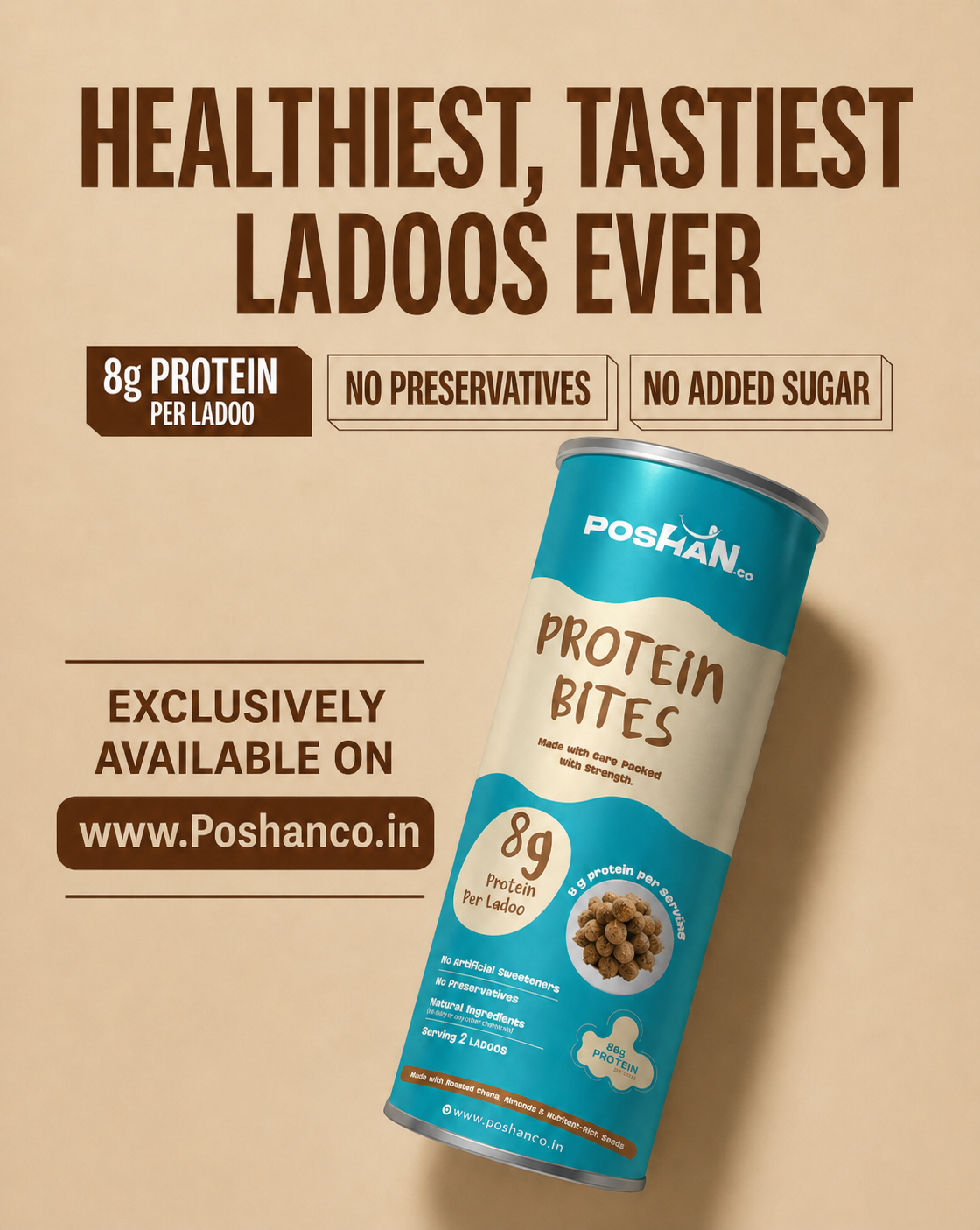 POSHAN PROTEIN BITES (8G PROTEIN PER LADOO)
